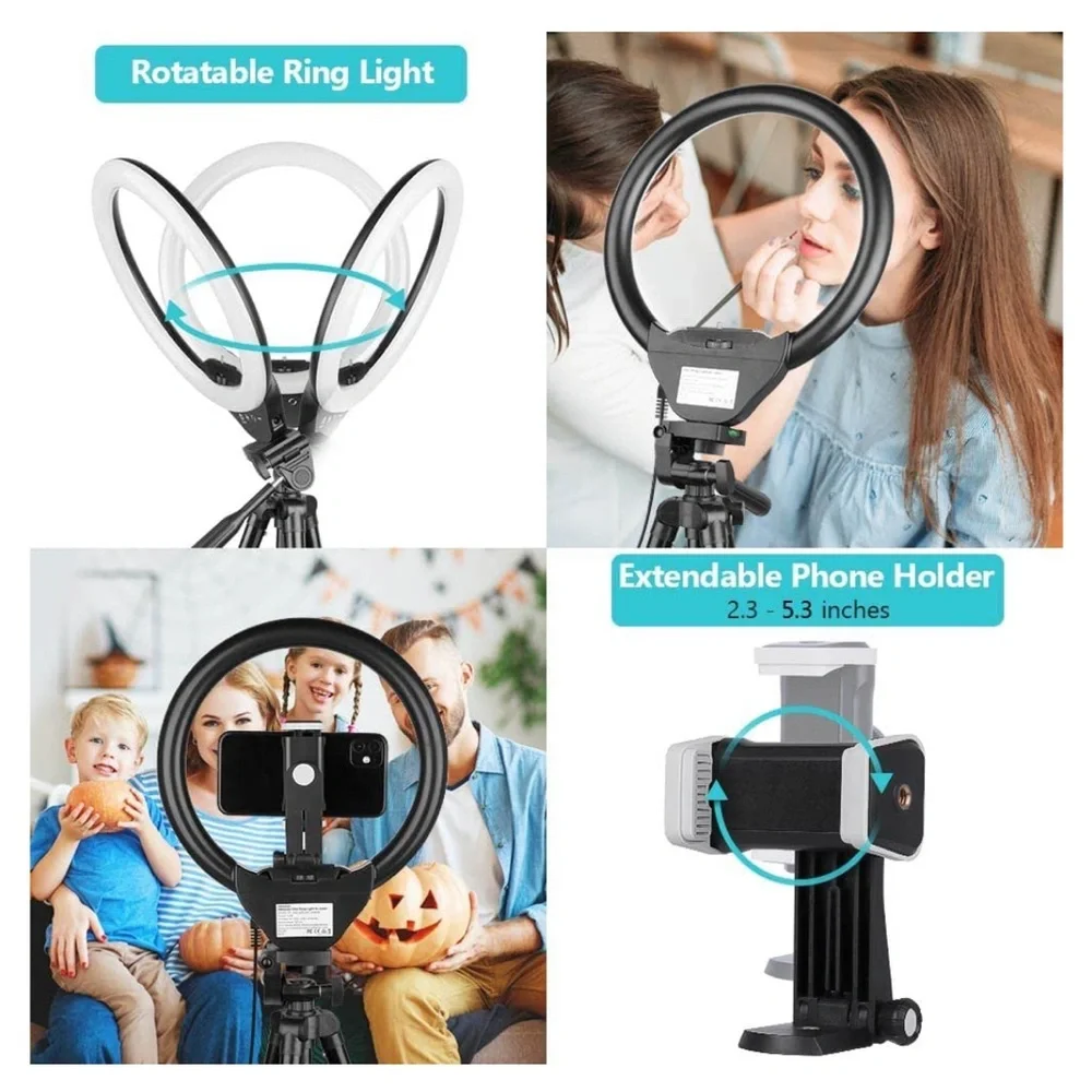 Sensyne 10'' Ring Light with 50'' Extendable Tripod Stand with Phone Holder